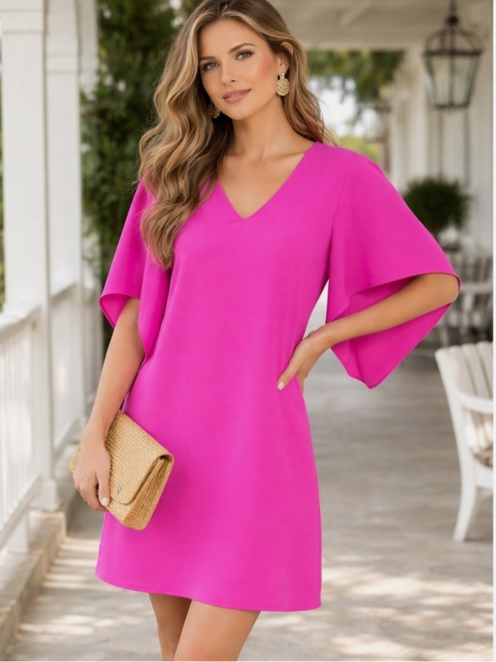 Anna Cate Meredith Pink V-neck Dress M